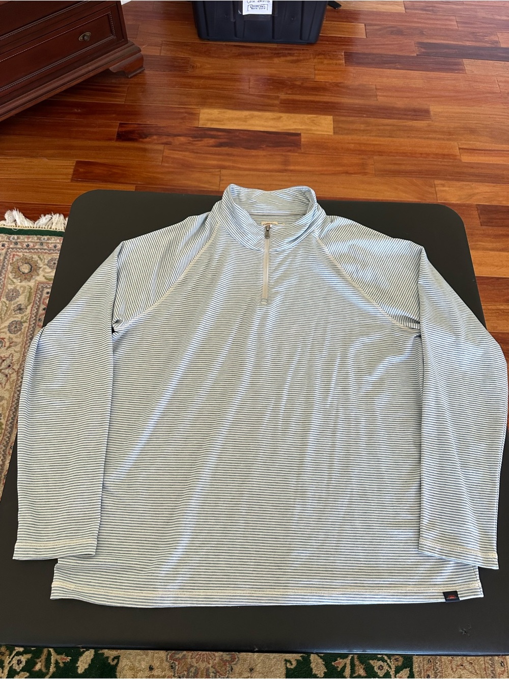 Faherty Men's Half-Zip Long Sleeve Striped Pullover - Light Blue XXL